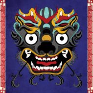 Dokkaebi wrestler with devilish grin