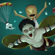 Krahang soaring through the sky