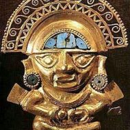Metal sculpture of the Incan Sun God Inti