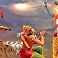 Lord Krishna in his chariot with Arjuna