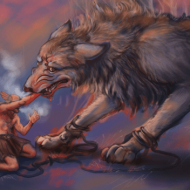 A fierce depiction of Fenrir in Norse mythology