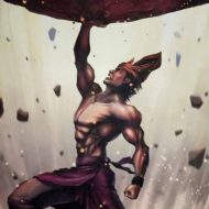 Badang lifting a boulder with ease