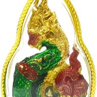 A beautiful golden statue of Phaya Nak, adorned with intricate details