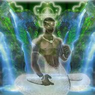 Close-up of Damballa's intricate scales and vibrant colors