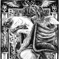 An artistic representation of the man-eating bird, featuring bold colors and intricate details.