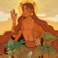 Apolaki with long hair and a gold crown