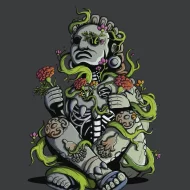 Mopern depiction of the seated Aztec God, Xochipilli