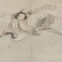 Ancient drawing of the only female Chinese Immortal He Xiangu