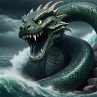 Mythlok - Jormungandr Image of the Norse serpent Jormungandr coiled in the ocean