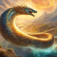 Mythlok - Jormungandr AI Image of the Norse serpent Jormungandr during Ragnarok