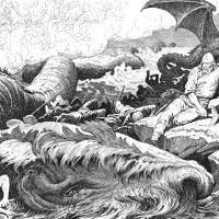 Mythlok - Jormungandr old Traditional illustration of the Norse serpent Jormungandr