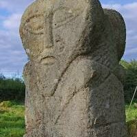 Stone carving of The Irish one eyed giant Balor.