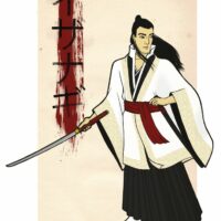 Modern painting of the Japanese creator god Izanagi