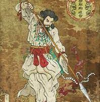 Traditional painting of the Japanese creator god Izanagi