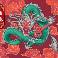 Painting of The Chinese Dragon of the East, Qinglong