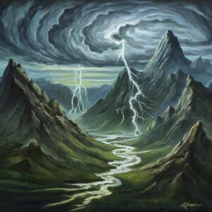 Landscape imagery representing Baltic Mythology