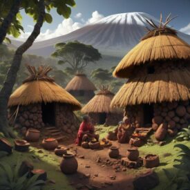 Tribal imagery representing Chaga mythology