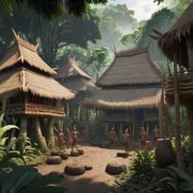 Tribal imagery representing Fang mythology