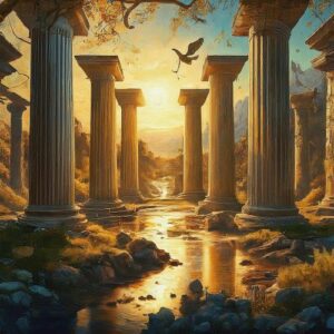 Classical imagery representing Greek Mythology