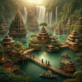 Indonesian_ Traditional landscape representing Indonesian mythology