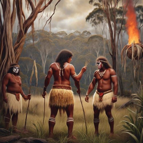 Tribal imagery representing Koori Mythology