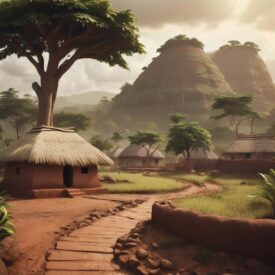 Lugbara_ African landscape representing Lugbara Mythology