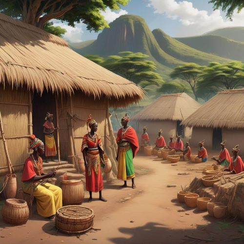 Tribal imagery representing Luo mythology