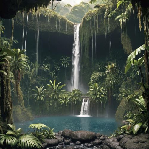 Samoan Mythology Island landscape representing Samoan Mythology