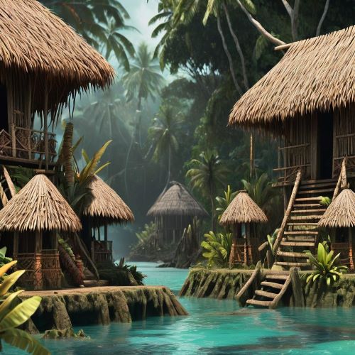 Village life representing Solomon Islands Mythology