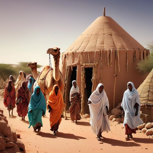 A scene representing Oromo & Somali mythology and culture