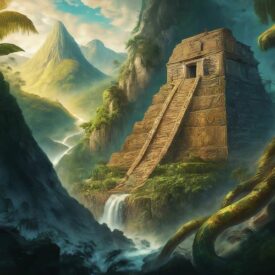 A towering pyramid representing South American Mythology