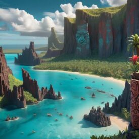 Tahitian_ Island imagery representing Tahitian Mythology