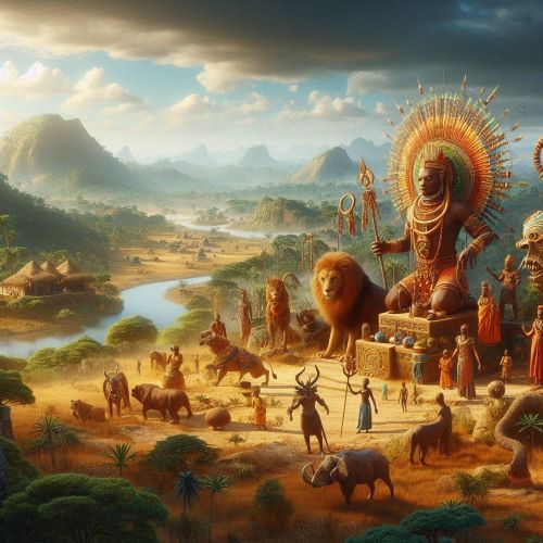 West African Mythology Tribal imagery representing West African Mythology