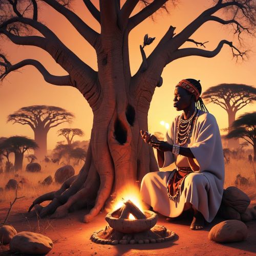 Tribal imagery representing Zulu Mythology