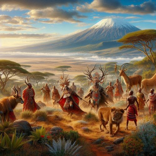 East African Mythology Tribal iconography representing East African mythology