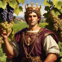 Mythlok - Liber Image of the Roman god of Wine Liber standing in a vineyard