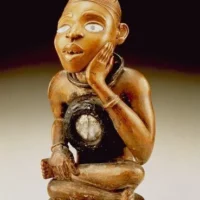 Wooden figurine of cosmic powerful creator god of Central Africa Nzambi Mpungu