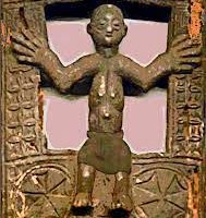 Wooden figurine of cosmic powerful creator god of Central Africa Nzambi Mpungu