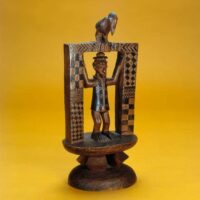 Wooden figurine of cosmic powerful creator god of Central Africa Nzambi Mpungu