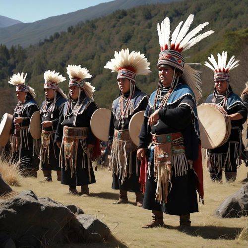 Natives involved in rituals representing Mapuche & Chiloe Mythology