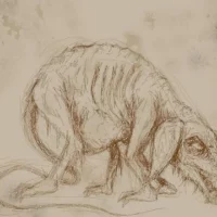 Drawing of Filipino werewolf Sigbin