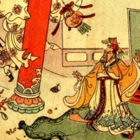 Traditional painting of Nezha, The Chinese Child God of Courage and Mischief