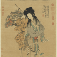 Traditional painting of Chinese Goddess of Youth, Magu