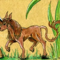 "Abada, a mythical forest creature said to cure poison with its horns."