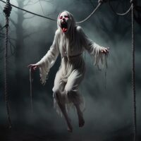 Diao Si Gui, the Hanging ghost from China in a dark eerie forest