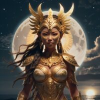 Haliya, the Filipina lunar goddess, worshipped for her beauty and strength in ancient legends.