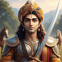 Mahabharata hero Nakula with sword
