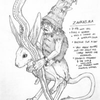 Description-scaled illustration of Zankallala, the tiny monster.