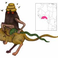 Illustration comparing Zankallala&rsquo;s miniature size with humans.