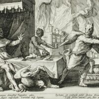 Depiction of Lycaon, the Greek Werewolf, combining human and wolf features in a mythical setting.